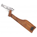 Страйкбольный пистолет WE BROWNING HI POWER, хромированный, металл, с кобурой прикладом WE-B006
